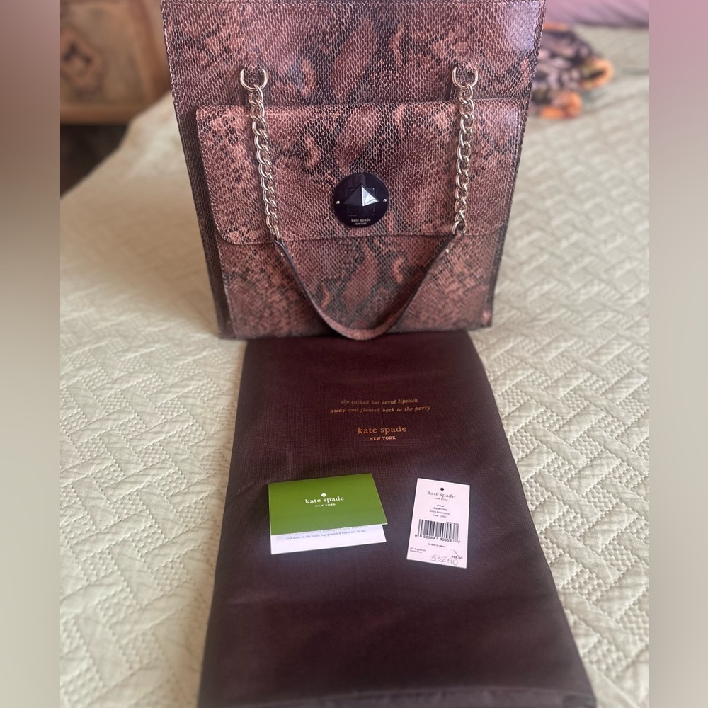 Kate Spade PXRU 3706 denee leather bag. Snakeskin effect leather Kate Spade tote - Picture 8 of 16